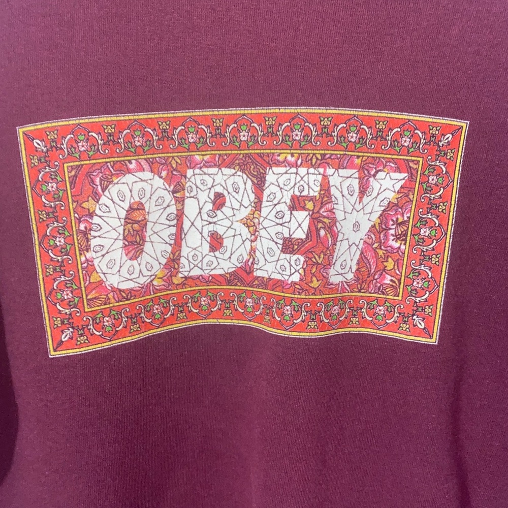 Obey maroon floral crewneck sweater - Picture 4 of 5
